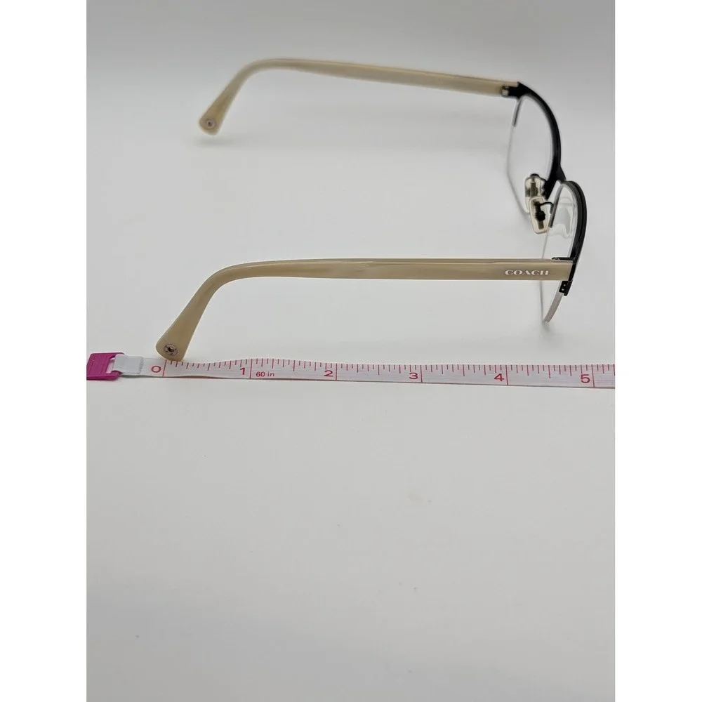 Coach HC5047 Evie Eyeglass Frames Only Satin Black Cream Semi-Rimless Women